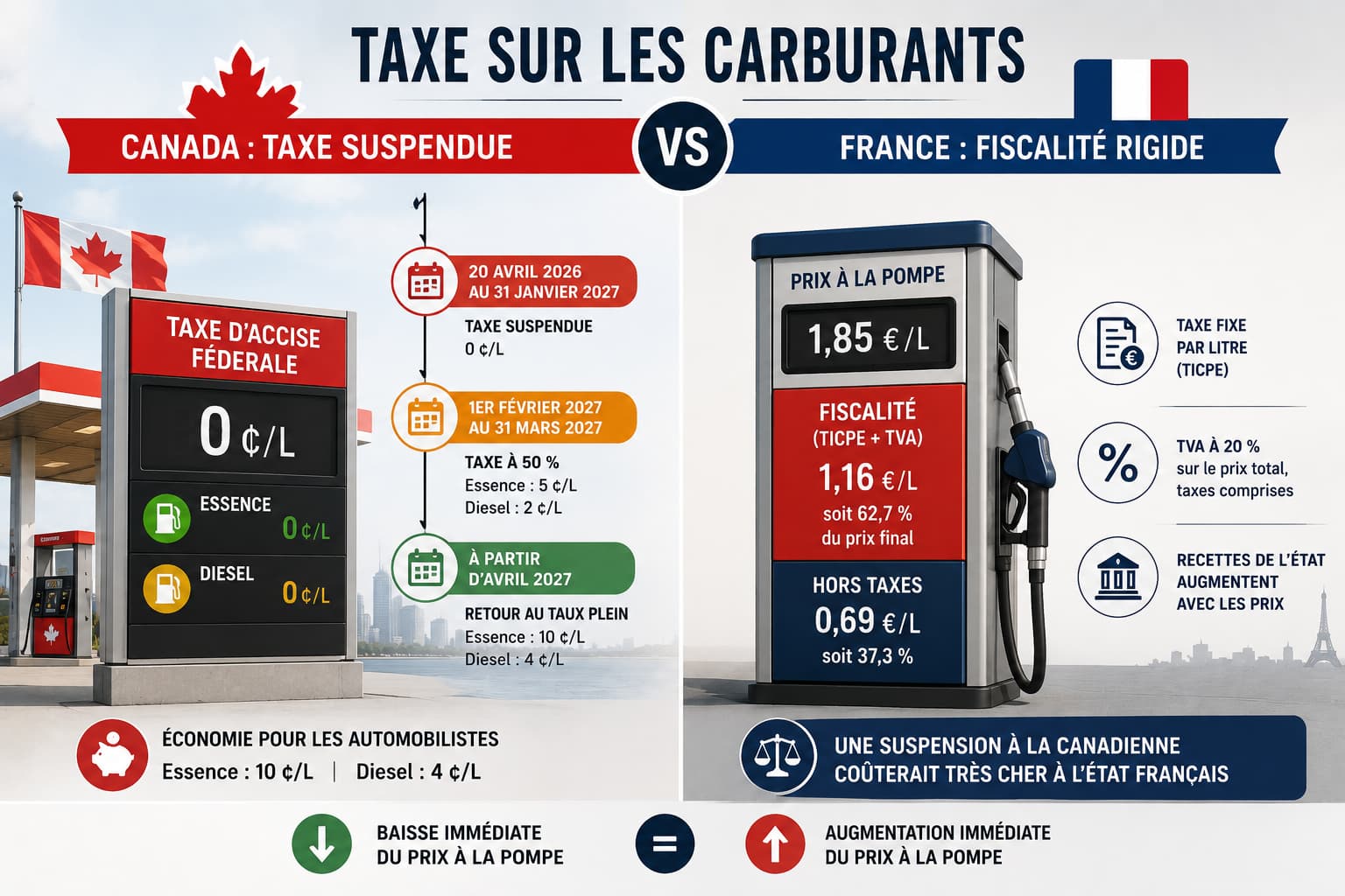 Le Canada prolonge son congé de taxe sur l'essence jusqu'en 2027 : et si la France s'y essayait ?
