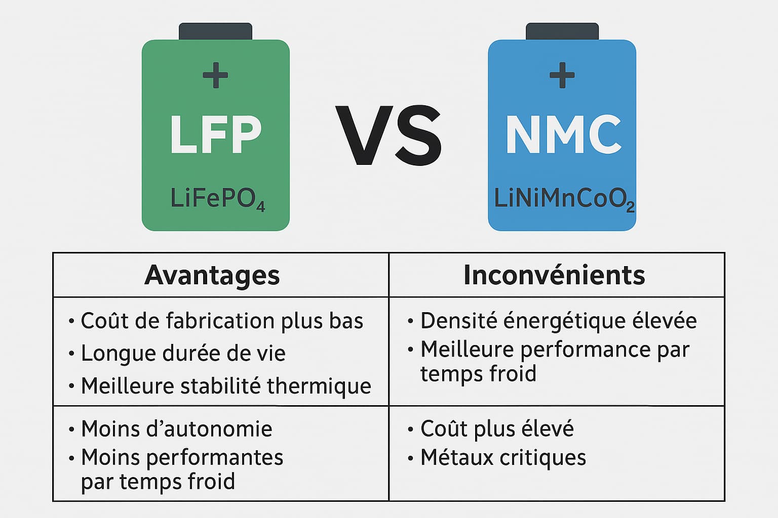 Batteries LFP vs NMC : quelles différences pour les voitures électriques ?