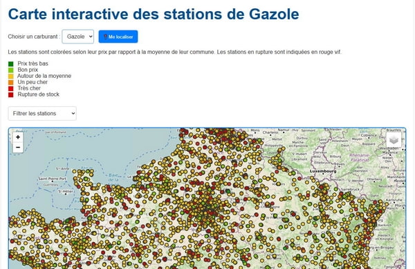 carte des stations essence en France