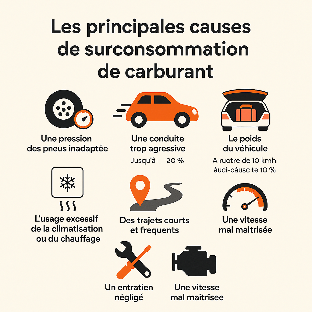 Infographie surconsommation de carburant