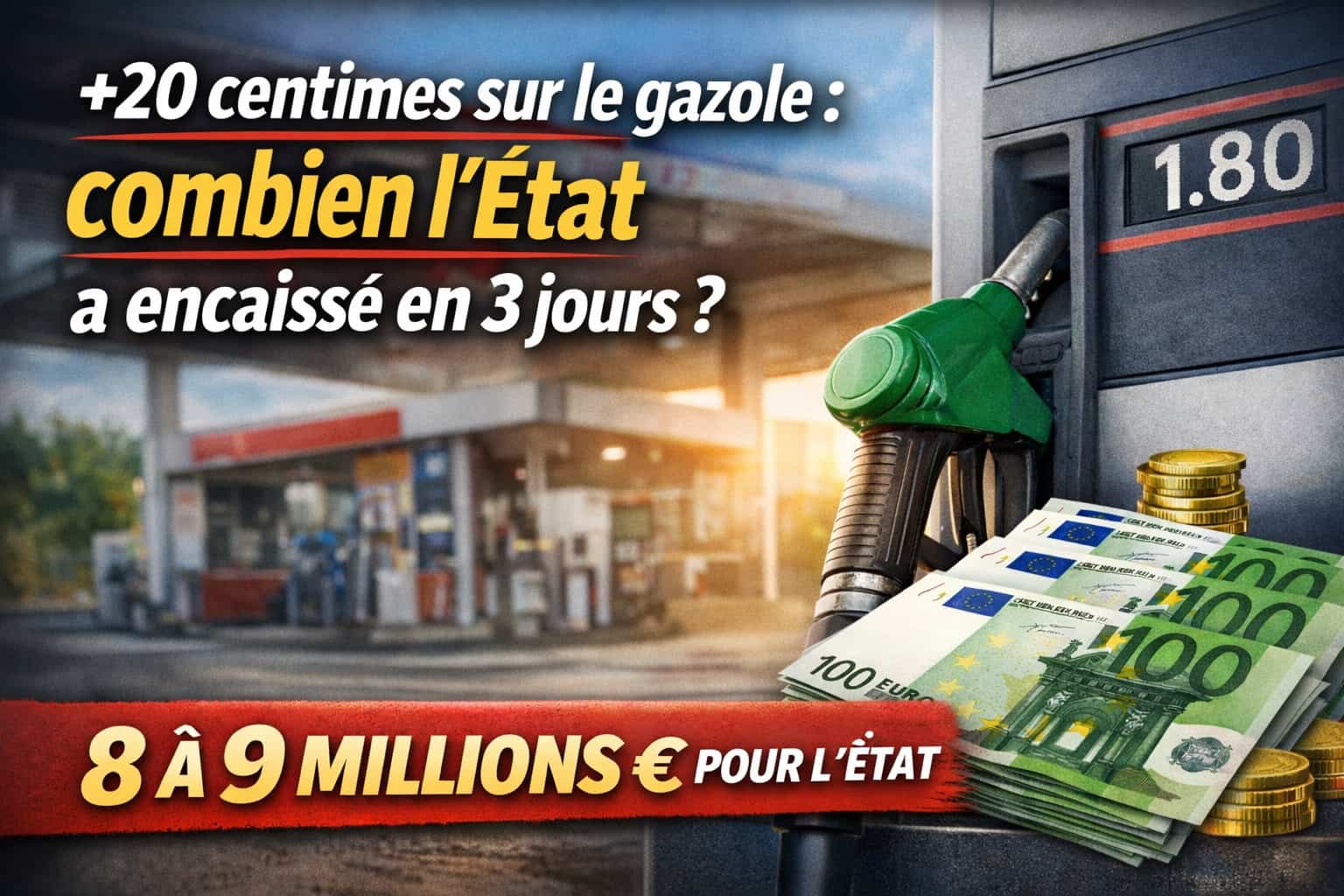 Hausse du gazole : avec +20 centimes en 3 jours, combien l'État a-t-il gagné ?