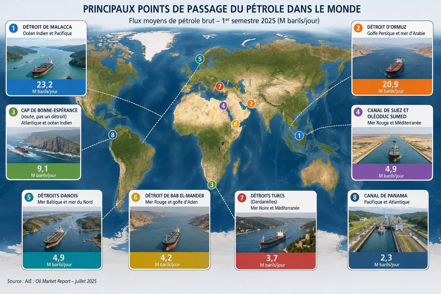 Détroit d'Ormuz et points d'étranglement pétroliers : les passages qui font le prix du carburant