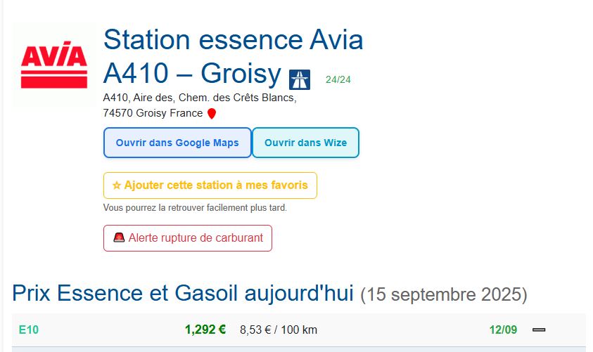 A410 : Avia affiche le E10 à 1,292 €/l — anomalie, promo ou erreur ?